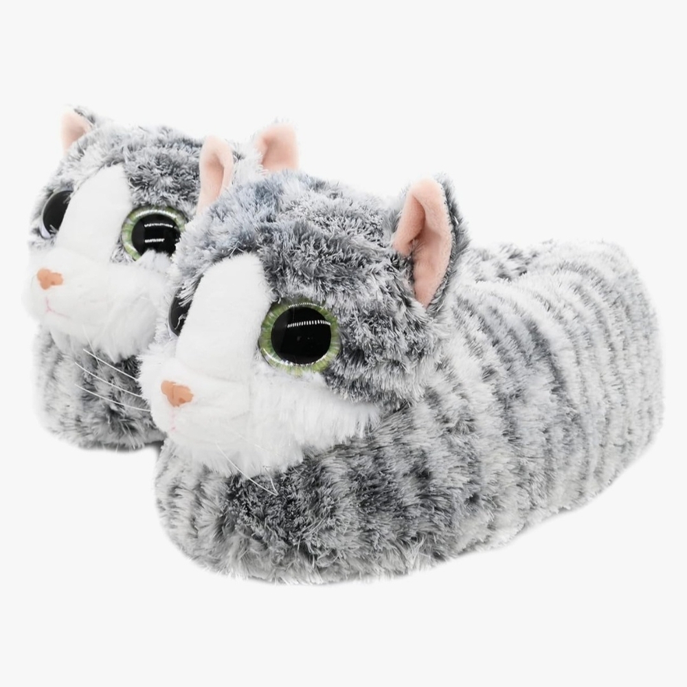 Cozy Gray Cat Slippers